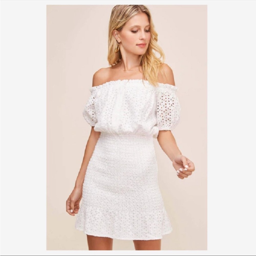 ASTR the label Off Shoulder Eyelet Dress